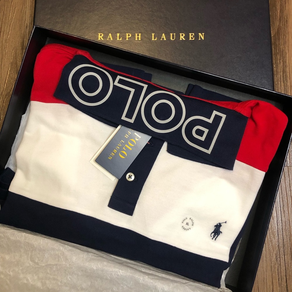 ✨Ralph Lauren Polo XL Red/White/Blue🐎 Logo on Collar Rare💎 MSRP $120